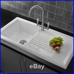 Reginox RL304CW 1.0 Bowl Ceramic Kitchen Sink in White Fully Reversible