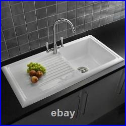 Reginox RL304CW 1.0 Bowl White Gloss Ceramic Reversible Kitchen Sink & Waste Kit