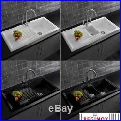 Reginox Single & 1.5 Bowl White, Black Reversible Ceramic Kitchen Sink & Tap