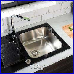 Reversible Black Glass + Stainless Steel Kitchen Sink 860mm Single Bowl + Waste