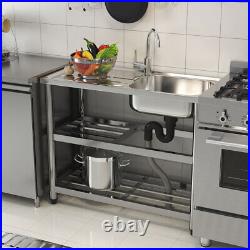 Reversible Catering Sink Commercial Kitchen Stainless Steel Single Bowl& Drainer