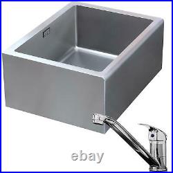 SIA 1.0 Bowl Brushed Steel Belfast Kitchen Sink W600 x D465 & KT1 Chrome Tap