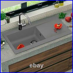 SIA 1.0 Bowl Grey Composite Reversible Inset Kitchen Sink & KT6CU Copper Tap