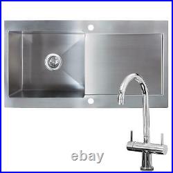 SIA 1 Bowl Reversible 1.2mm Brushed Stainless Steel Kitchen Sink & KT3CH Tap