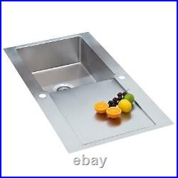 SIA 1 Bowl Reversible 1.2mm Brushed Stainless Steel Kitchen Sink & KT3CH Tap