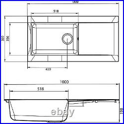 SIA DELTA10GR 1.0 Bowl Grey Composite Reversible Inset Kitchen Sink & Waste Kit