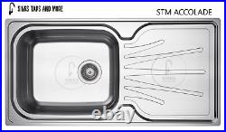 STM Accolade Large Deep Single Bowl Stainless Steel Kitchen Sink 1000x500 WithTAP