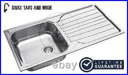 STM DELTA Single Bowl Stainless Steel Kitchen Sink With Drainer With TAP 965x500