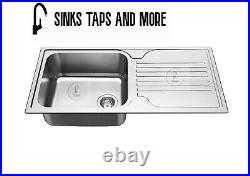 STM E10 Deep Large Single Bowl Steel Kitchen Sink with Drainer Top Mount and Mixer