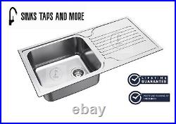 STM E10 Deep Large Single Bowl Steel Kitchen Sink with Drainer Top Mount and Mixer