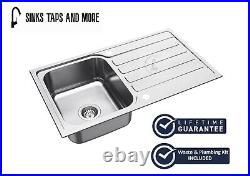 STM Zenith Single deep Bowl S. Steel Reversible Kitchen Sink 860x500mm With TAP