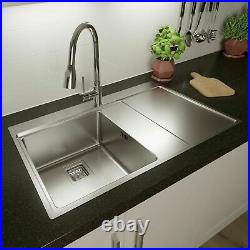 Sauber Single Bowl Square Inset Stainless Steel Kitchen Sink Right Hand Drainer