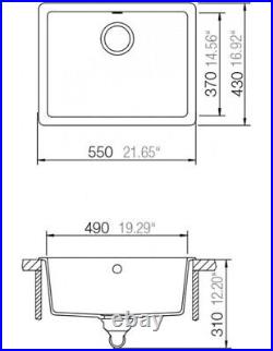 Schock Quadro N-100 Single Bowl Undermount Kitchen Sink Grey