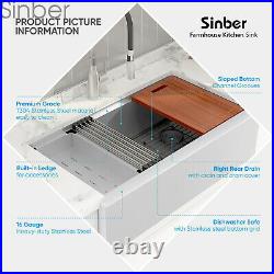 Sinber 33'' 16 Gauge Single Bowl Stainless Steel Farmhouse Apron Kitchen Sink