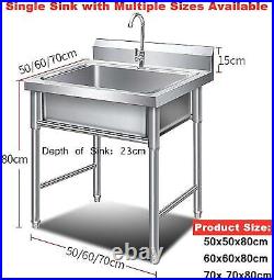 Single Bowl 1.0mm Thicker Stainless Steel Kitchen Sink with Stand