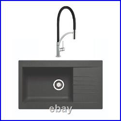 Single Bowl Black Composite Kitchen Sink & Black Pull Out K BUN/BeBa 26200/79672