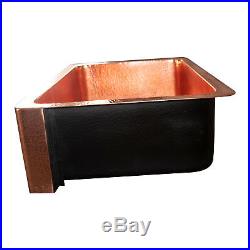 Single Bowl Copper Kitchen Sink Front Apron Hammered Shining Copper Finish