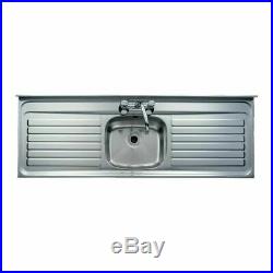 Single Bowl Double Drainer Stainless Steel Kitchen Sink Lay/Sit On Unit 63 x 21