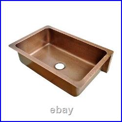 Single Bowl Flower Front Apron Copper Kitchen Sink 16 Gauge Pure Copper Sink