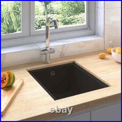 Granite Overmount Kitchen Sink Single Basin Plumbing Kit w Basket Strainer Waste