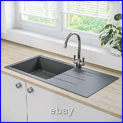 Single Bowl Grey Composite Granite Kitchen Sink with Reversible Drai BeBa 26210B