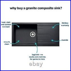 Single Bowl Inset Black Granite Composite Kitchen Sink with Reversib BeBa 26211B