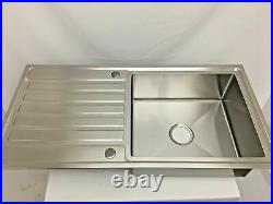 Single Bowl Inset Kitchen Sink with Reversible Drainer, 1000x500mm, Deep bowl