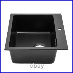 Single Bowl Inset/Undermount Kitchen Sink Quartz Stone WithDrainer Waste Deep Bowl