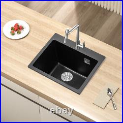 Single Bowl Inset/Undermount Kitchen Sink Quartz Stone WithDrainer Waste Deep Bowl