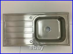 Single Bowl Kitchen Sink Inset- with Reversible Drainer, 1000x500mm, 1mm Thick