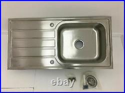 Single Bowl Kitchen Sink Inset- with Reversible Drainer, 1000x500mm, 1mm Thick