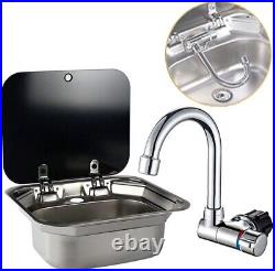 Single Bowl RV Hand Wash Rectangular Basin Sink with Lid for With Faucet U