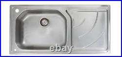 Single Bowl Right Hand Drainer Brushed Steel Sink Astracast Echo EH10XXHOMESKR