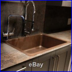 Single Bowl Single Wall Hammered Copper Kitchen Sink (without front apron)