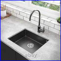 Single Bowl Undermount Black Granite Composite Kitchen Sink Enza M BeBa 26204B