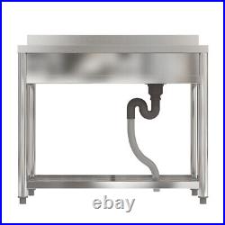 Single Bowl Wash Table Commercial Catering Sink Stainless Steel Kitchen Worktop