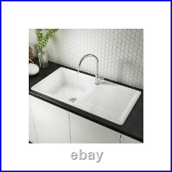 Single Bowl White Ceramic Kitchen Sink with Reversible Drainer Reginox RL304CW