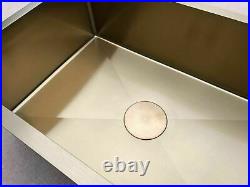 Single Burnished brushed gold copper stainless steel kitchen sink hand trough