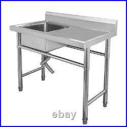 Single Deep Bowl Kitchen Sink Commercial Shop Wash Table with Hand Platform EU