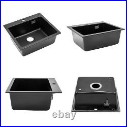 Single/Double Bowl Black Kitchen Sink Drainboard Utility Sink Overmount Strainer
