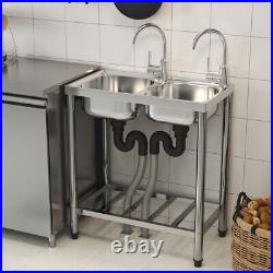 Single Double Bowl Commercial Kitchen Left Right Sink Stainless Steel Wash Sinks