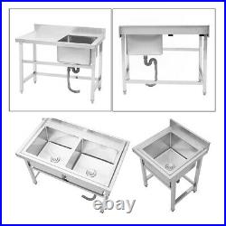 Single/Double Bowls Stainless Steel Sink Catering Kitchen Wash Basin Operation