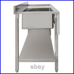 Sink Stainless Steel Commercial Catering Kitchen Single Bowl 1.0 Unit RH Drainer