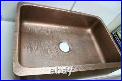 Sinkology Lange Farmhouse Hammered Copper 32 Single Bowl Kitchen Sink with Apron