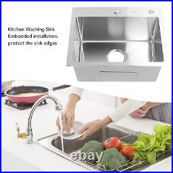 Small Single Bowl Square Stainless Steel Kitchen Sink Undermount Basin Waste Kit
