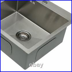 Square Inset Kitchen Sink Steel Basin Single 1.0 Bowl LH Drainer + FREE Waste UK