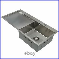 Square Single Bowl Kitchen Sink Stainless steel Handmade Basin Drainer Waste Kit