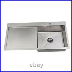 Square Single Bowl Kitchen Sink Stainless steel Handmade Basin Drainer Waste Kit