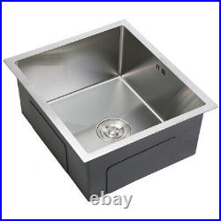 Square Single Bowl Stainless Steel Kitchen Sink Top Under Mount 51 x 45 x 22cm