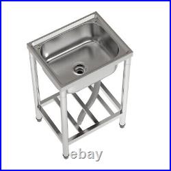 Square Stainless Steel Kitchen Sink Deep Single 1.0 Bowl With Shelf Drainer Unit